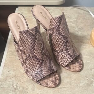 Aldo Women's Snakeskin Mules - Tan
